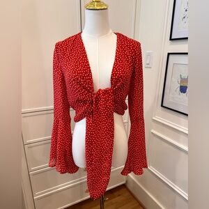 Urban outfitters red with stars wrap crop top